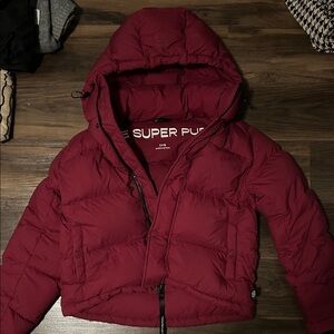 Aritzia Burgundy Puffer Jacket Super Puff